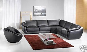 3333 Italian Leather Living Room Sectional Sofa Set black FREE Shipping!