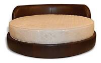 Modern Round Platform Leather Bed with Mattress