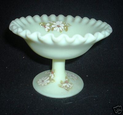 FENTON HAND PAINTED SIGNED CUSTARD CANDY DISH collector  
