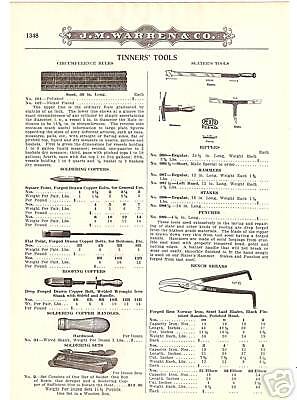 1919 TINNERS SLATERS TOOL SOLDERING IRON Catalog Ad  