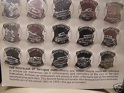 1969 FRANKLIN MINT SILVER ACCENTED ANTIQUE CAR COINS  