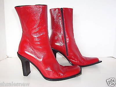 Roberto Rinaldi ankle boots heels red leather 38 7.5  