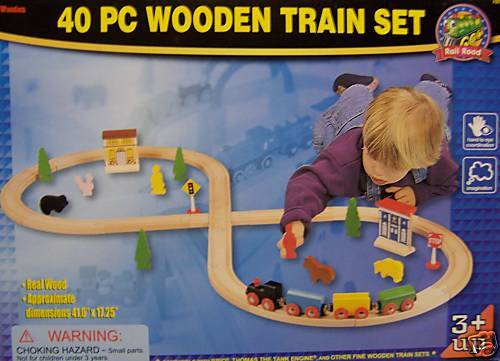 NEW 40 PC MAXIM WOODEN TOY TRAIN SET FITS OTHER BRANDS  