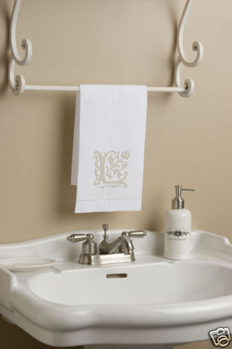 Embroidered Hem Stitch Linen Monogram Guest Towel, A Z  