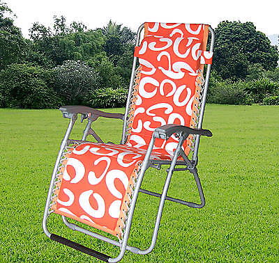 『NEPTUNE』Super New Folding Lounge Chair Beach Recliner With Pillow LC01 ORG &WHT