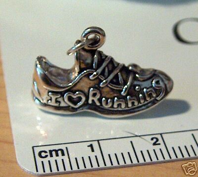 Sterling Silver Shoe I Heart Love Running Jogging Charm  