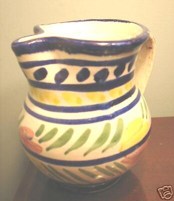 Italian terra cotta creamer pitcher gaudy dutch glaze  