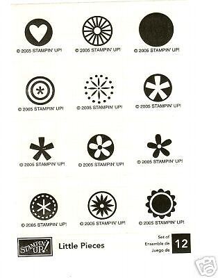Stampin Up LITTLE PIECES 12 Rubber Stamps Retired  