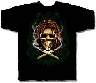 RASTA SKULL bob marley netherworld jsr T SHIRT LARGE