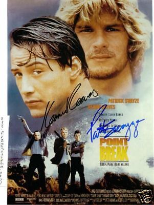 POINT BREAK SIGNED AUTOGRAPHED PATRICK SWAYZE & KEANU +  