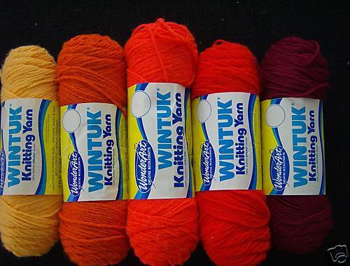 WonderArt Wintuk yarn, worsted weight acrylic, mixed lot of 5  