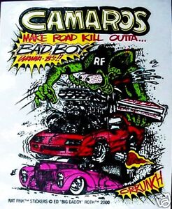 Rat Fink Chevy CAMARO Decal Hot Rod Car Street Drag Race Chevrolet ...