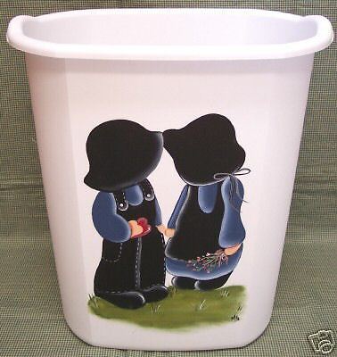 HAND PAINTED AMISH WASTE PAPER BASKET/NEW ITEM BY MB  