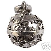 Silv. Flower Harmony Ball Musical Chime Pendant Jewelry  