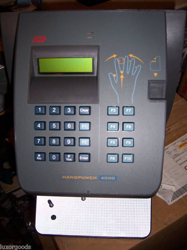 NEW ADP HandPunch 4000 Biometric Full Punch w/ Ethernet w/ 1 Year 