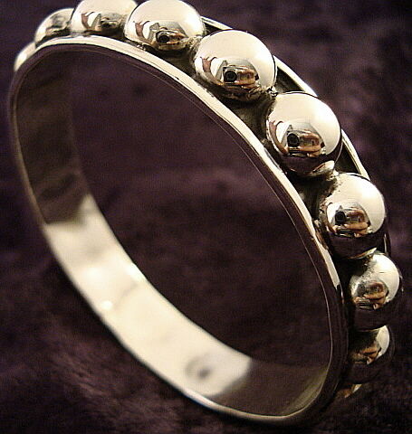 Taxco Mexican Sterling Silver Beaded Bead Bangle Bracelet Mexico