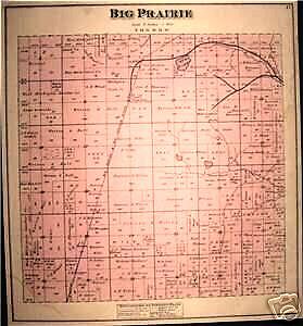 MUD LAKE, BIG PRAIRIE TOWNSHIP MICHIGAN PLAT MAP 1900  