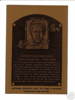 ADDIE JOSS, Indians Hall of Fame METALLIC PLAQUE CARD  