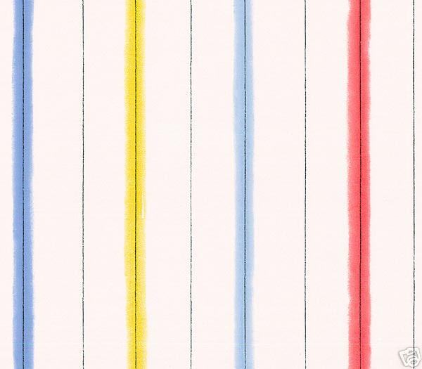 BLUE, YELLOW AND RED STRIPES ON WHITE WALLPAPER YD40121  