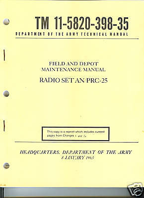 Radio AN/PRC 25, Field and Depot Maintenance Manual  