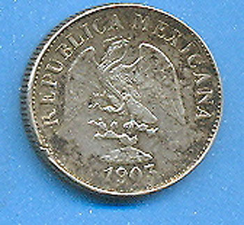 Mexico 10 Centavos Year 1903(Mo M),Silver,Only 581.000  