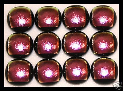 BUBBLE GUM Rd GLITTER Fused Glass DICHROIC Cabs Beads  