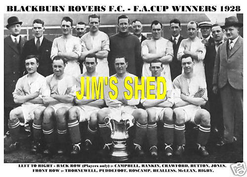 BLACKBURN ROVERS F.C. TEAM PRINT 1928 F.A.CUP WINNERS  