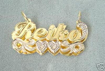 Personalized Name Pendant 10K 3D Double Plates ND05  