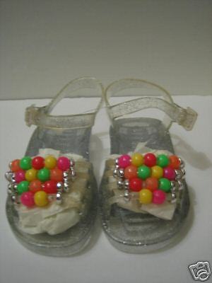 AVON Beaded Jelly Sandals XXS 5   6 Clear NEW  