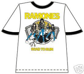 Ramones Road to Ruin Large Adult Ringer T shirt  