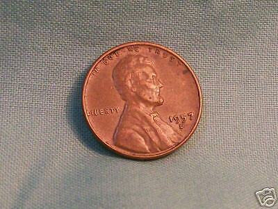 1957 USA One Cent Penny Wheat Coin (VG) D  