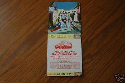 November 1957 calendar card Paul Webbs Mountain Boys  