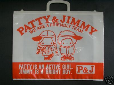 Vintage 1976 Sanrio Patty & Jimmy Plastic Tote Bag  