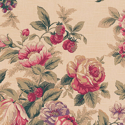 Cotton Covering Curtain Fabric Retro Floral Rose Olive  