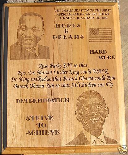 OBAMA Inauguration Alder Plaque/Free Laser Engraving  