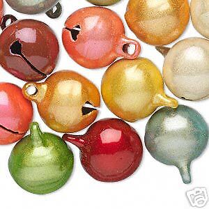 20 Assorted Color 14mm Cats Eye Jingle Bell Charms~Mix  