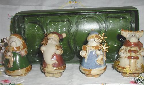 PIER1 IMPORTS CERAMIC FIGURINES BEAR,SANTA,SNOWMAN,DEER  