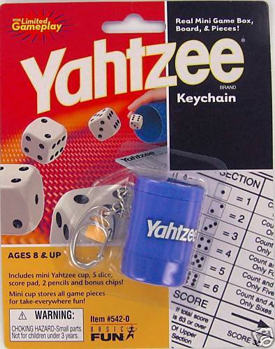 YAHTZEE miniature game Keychain Keyring Basic Fun DICE Retired New 